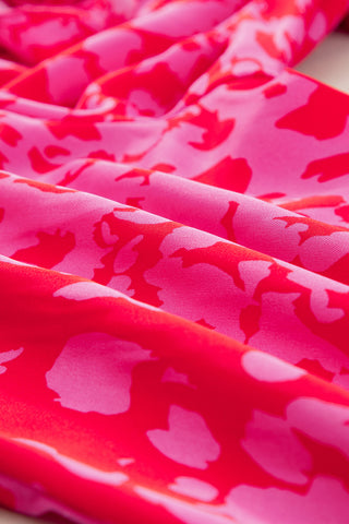 Pink & Red Leopard Print Wide Leg Jumpsuit with Tulip Sleeves & Belt