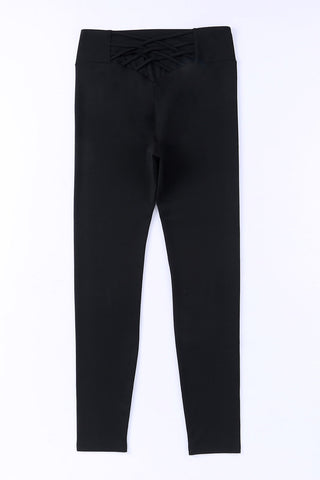 High Waisted Leggings with Criss Cross Detail