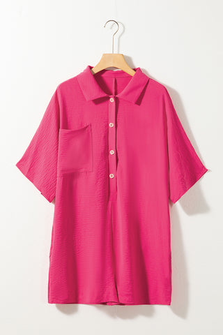 Romper Short Sleeves Collar Button Front - 4 Colors