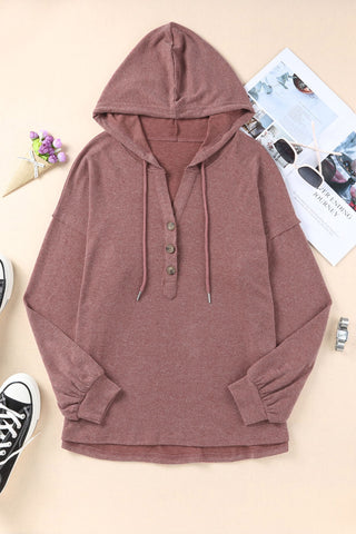 Hoodie with Tortoise Shell Button Front