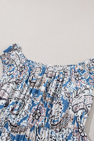 Pink Boho Paisley Print Off Shoulder Maxi Dress - Alleure