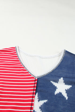 Stripes & Stars V Neck Short Sleeve Knit - 2 Color Variations