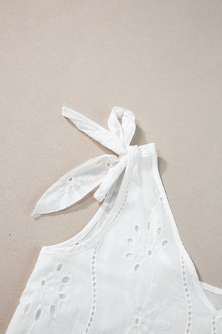 Embroidered V Neck Top Knotted Straps - 2 Colors
