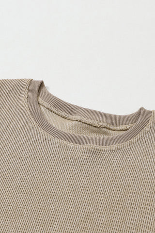 Ribbed Knit Round Neck Sweatshirt - 6 Colors