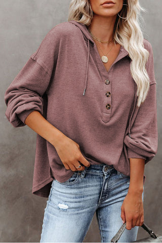 Hoodie with Tortoise Shell Button Front