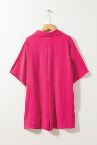 Romper Short Sleeves Collar Button Front - 4 Colors