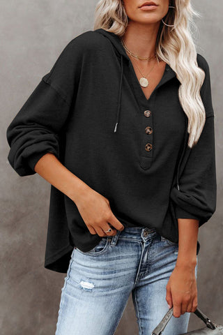 Hoodie with Tortoise Shell Button Front