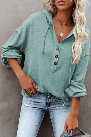 Hoodie with Tortoise Shell Button Front
