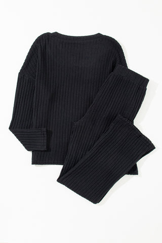 Ribbed Knit Loungewear Set - 4 Colors