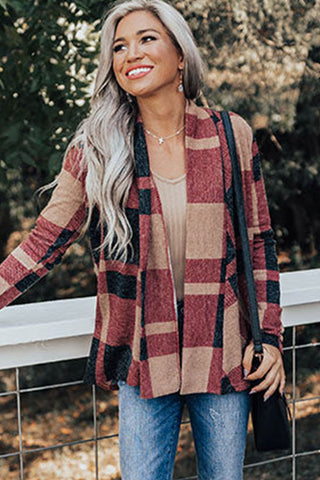 Plaid Black, Red & Beige Jacket