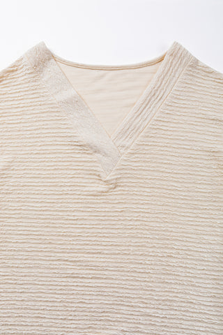 V Neck Textured T Shirt - 2 Colors