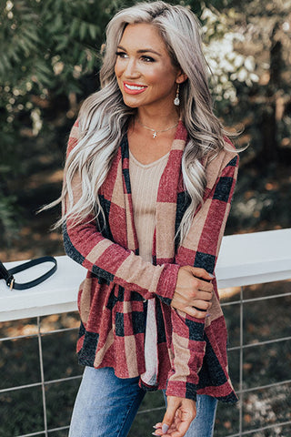Plaid Black, Red & Beige Jacket