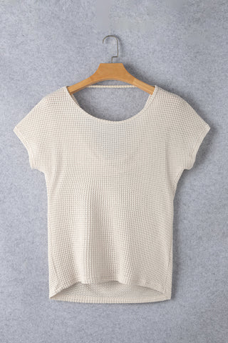 Waffle Knit Top Draped Back - 2 Colors