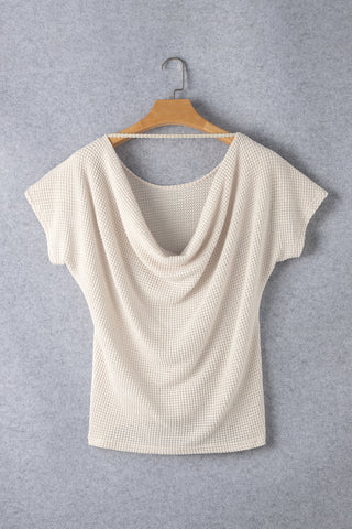 Waffle Knit Top Draped Back - 2 Colors