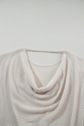 Waffle Knit Top Draped Back - 2 Colors