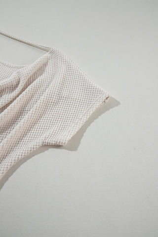 Waffle Knit Top Draped Back - 2 Colors