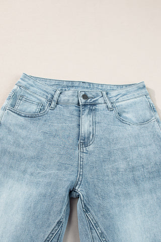 Blue Acid Wash Flared Leg Jeans