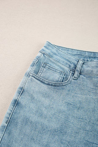 Blue Acid Wash Flared Leg Jeans