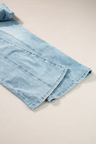 Blue Acid Wash Flared Leg Jeans