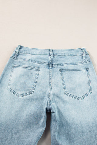 Blue Acid Wash Flared Leg Jeans