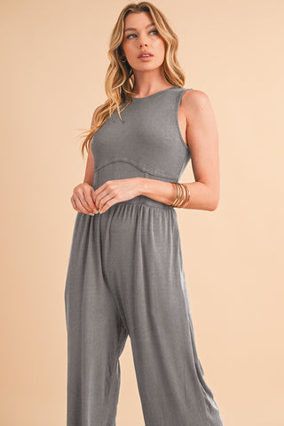 Sleeveless High Waist Wide Leg Jumpsuit - 3 Colors