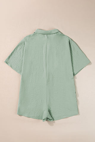 Romper Short Sleeves Collar Button Front - 4 Colors