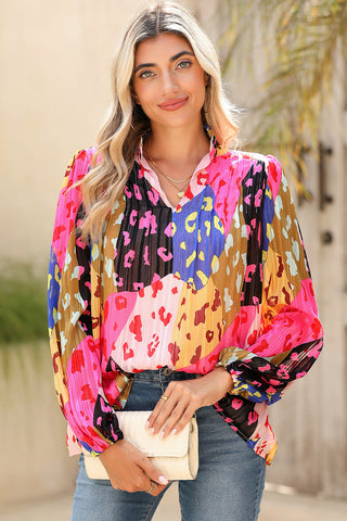 Sheer Leopard Print Blouse Puff Sleeves - 3 Colors