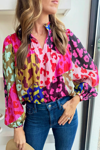 Sheer Leopard Print Blouse Puff Sleeves - 3 Colors
