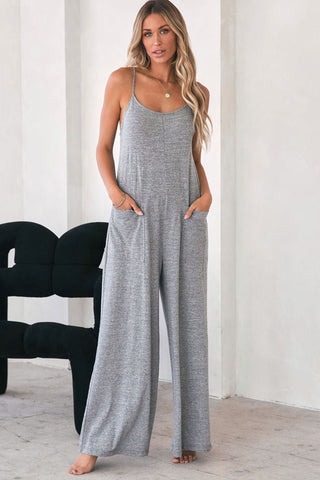 Loose Fit Jumpsuit Wide Leg Spaghetti Straps - 2 Colors