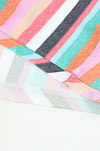 Multicolor Striped Blouse with Ruffle Sleeves