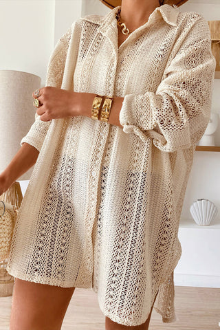 Lace Shirt Dress with Button Front - 2 Colors