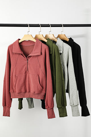 Quarter Zip Hight Neck Sweatshirt - 3 Colors