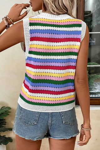 Multicolour Striped Crochet Tank Top