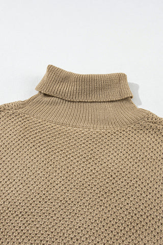 Ribbed Turtleneck Short Sleeve Sweater - 2 Colors