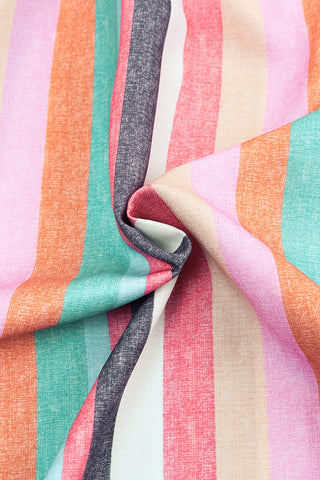 Multicolor Striped Blouse with Ruffle Sleeves
