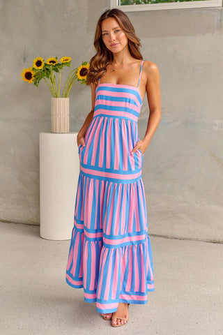 Striped Maxi Spaghetti Straps - 3 Colors