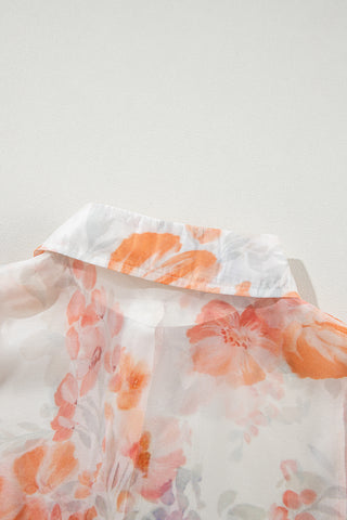 Floral Print Balloon Sleeve Loose Blouse
