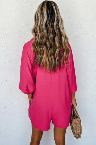 Romper Short Sleeves Collar Button Front - 4 Colors