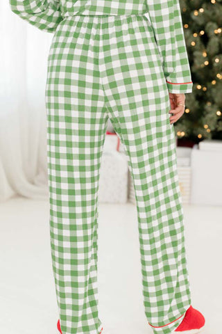 Check Shirt and Drawstring Pants PJ Set