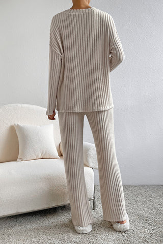 Ribbed Knit Loungewear Set - 4 Colors