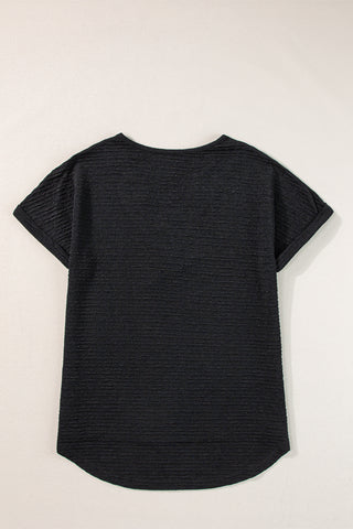 V Neck Textured T Shirt - 2 Colors