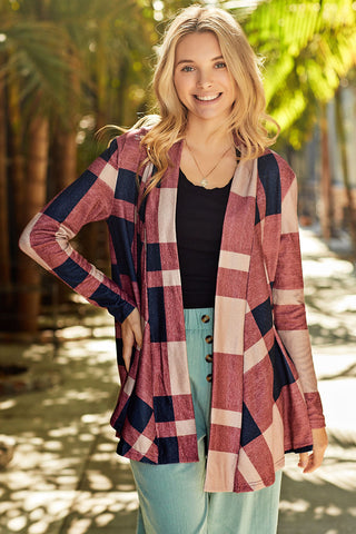 Plaid Black, Red & Beige Jacket