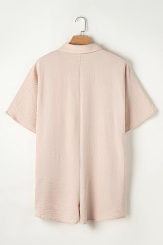 Romper Short Sleeves Collar Button Front - 4 Colors