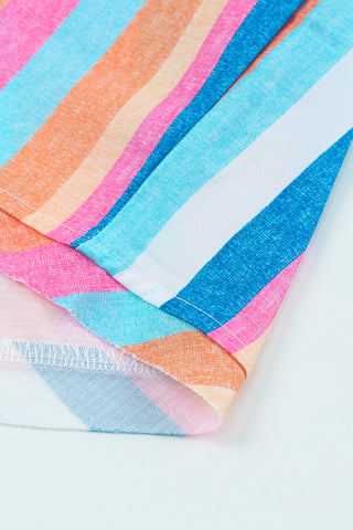 Multicolor Striped Blouse with Ruffle Sleeves