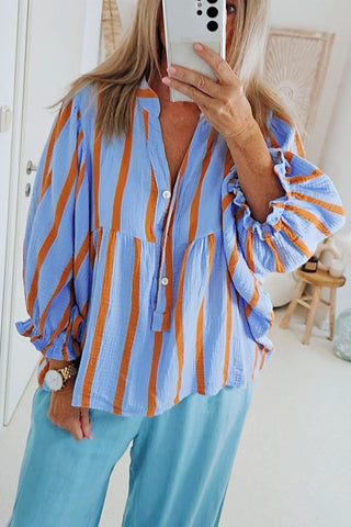 Crinkle Ruffle Sleeve Loose Top - 3 Colors
