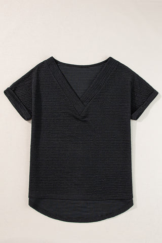 V Neck Textured T Shirt - 2 Colors