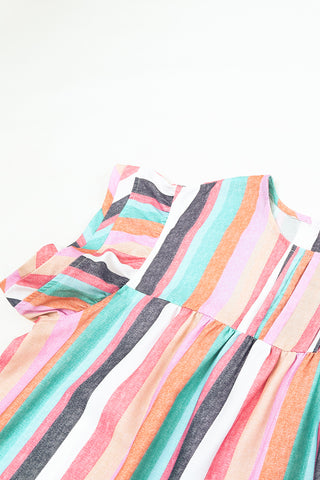 Multicolor Striped Blouse with Ruffle Sleeves