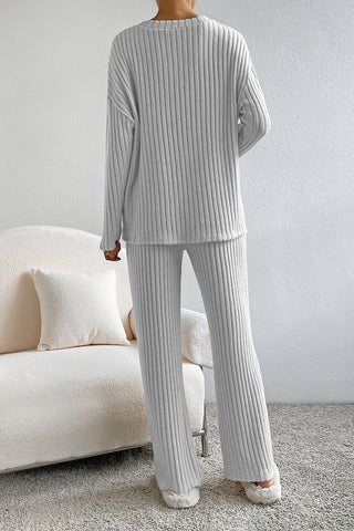 Ribbed Knit Loungewear Set - 4 Colors