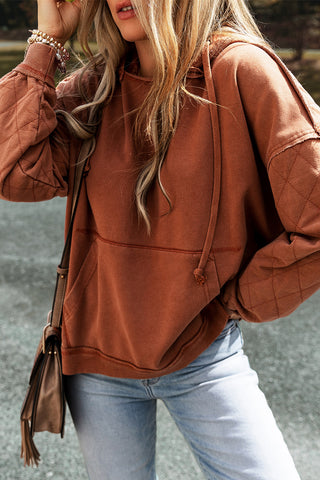 Quilted Hoodie with Exposed Seams - 2 Colors