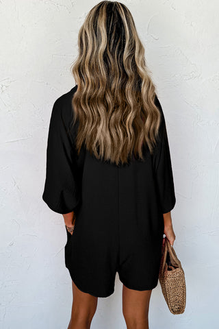 Romper Short Sleeves Collar Button Front - 4 Colors